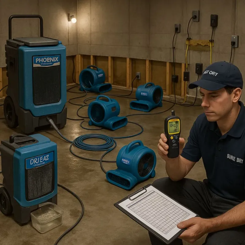 Structural Drying and Dehumidification process in Glen Raven, NC